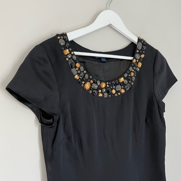 Boden 100% Silk Women’s Jewel Neck Shift Dress in Black Size 8 - Picture 3 of 9